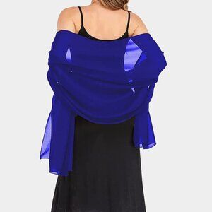 Lightweight Royal Blue Sheer Chiffon Fashion Shawl Wrap Scarf Party Evening